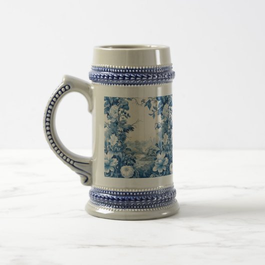 Französische florale Toile-Blau Bierglas (Links)