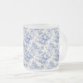 Französische florale Toile-Blau Mattglastasse (VorderseiteRechts)