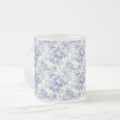 Französische florale Toile-Blau Mattglastasse (Vorderseite Links)