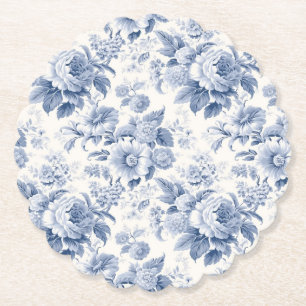 Französische florale Toile-Blau Untersetzer