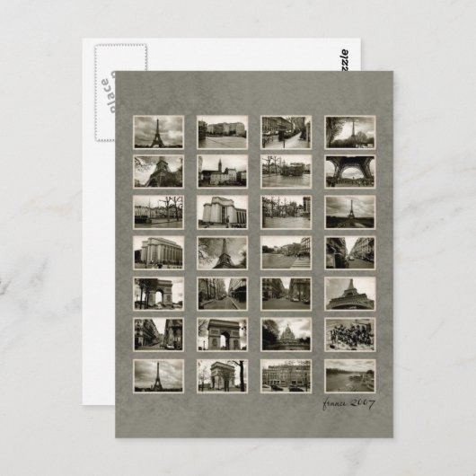 Französische FotoCollage Postkarte (Vorne/Hinten)
