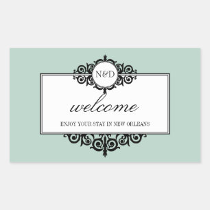 Französische Frame Blue Monogramm aus der Stadtges Rechteckiger Aufkleber