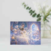 Französische Frau Holle Schneefallszene Postkarte (Stehend Vorderseite)
