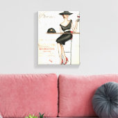 Französische Frau trinkt Roten Wein Leinwanddruck (Insitu (Wohnzimmer))