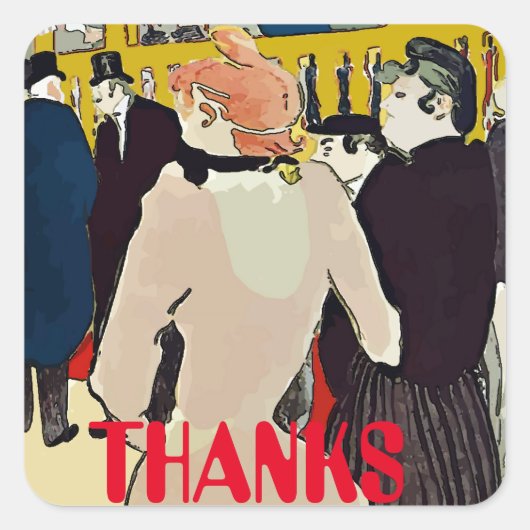 Französische Frauen wandern, Text hinzufügen, Aufk Quadratischer Aufkleber (Vorderseite)