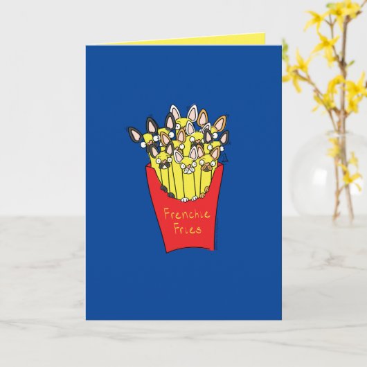 Französische Freunde - französische Bulldog-Grußka Karte (Gelbe Blume)