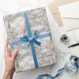 Französische Gartenhochzeit Aquarell-Blumen Tore Geschenkpapier