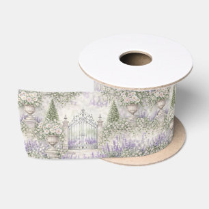 Französische Gartenhochzeit Aquarell-Blumen Tore Satinband