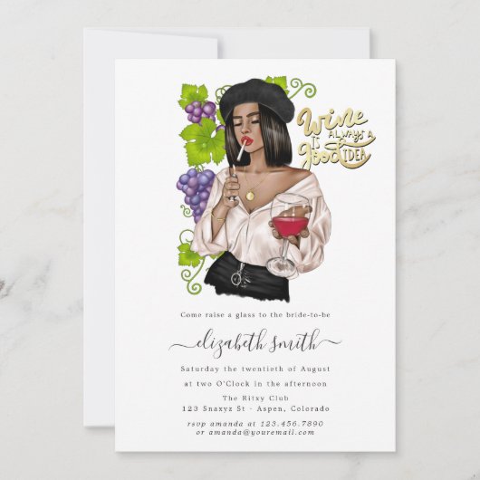 Französische Girl Wine Degustation Bridal Dusche E Einladung (Vorderseite)