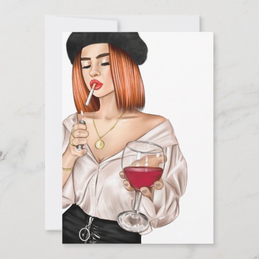 Französische Girl Wine Degustation Bridal Dusche E Einladung (Rückseite)