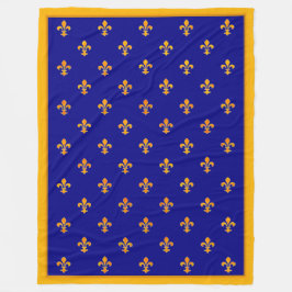 Französische Gold Fleurs de Lis auf dem Azur-Banne Fleecedecke