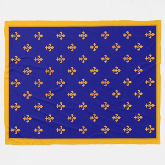 Französische Gold Fleurs de Lis auf dem Azur-Banne Fleecedecke (Vorderseite (Horizontal))