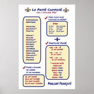 Französische Grammar Passe Compose Etre Poster