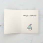 Französische Gratulation zum Hochzeitstag Blue Car Karte (Innenseite)