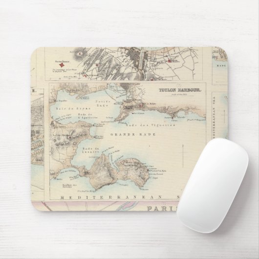 Französische Häfen und Plan von Paris Mousepad (Mit Mouse)