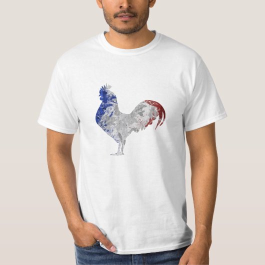 Französische Hahnwasserfarbflagge T-Shirt (Vorderseite)
