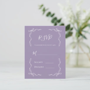 Französische handgezeichnete lila Flieder Hochzeit RSVP Karte