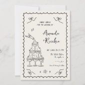 Französische handgezogene Whimsical Quirky Vintage Einladung (Vorderseite)