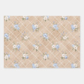 Französische hellblaue Umschlag-Herz-Blumen-Braut- Geschenkpapier Set (Vorderseite 3)