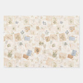 Französische hellblaue Umschlag-Herz-Blumen-Braut- Geschenkpapier Set (Vorderseite 2)