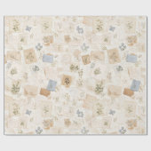 Französische hellblaue Umschlag-Herz-Blumen-Geburt Geschenkpapier (Flach)