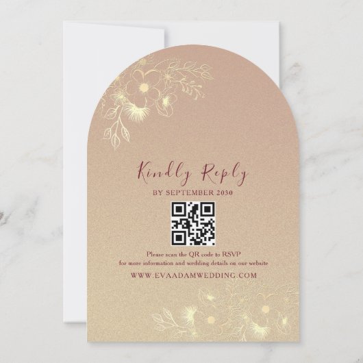 Französische Hochzeit von Toile Gold und Burgund Einladung (Rückseite)