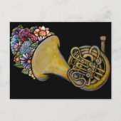 Französische Horn Band Musik Florale Kunst Postkarte (Vorderseite)
