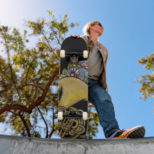 Französische Horn Band Musik Florale Kunst Skateboard