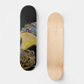 Französische Horn Band Musik Florale Kunst Skateboard (Vorderseite)