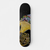 Französische Horn Band Musik Florale Kunst Skateboard (Vorne)