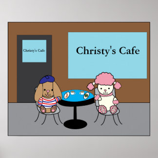 Französische Hunde im Café individuell gestaltbar Poster