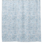 Französische Hütte Dusty Blue Floral Duschvorhang (Vorderseite)