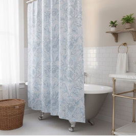 Französische Hütte Dusty Blue Floral Duschvorhang