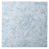 Französische Hütte Dusty Blue Floral Fliese (Vorderseite)