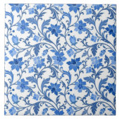 Französische Hütte Navy Blue Floral Fliese (Vorderseite)