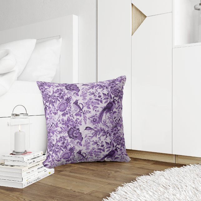 Französische Hütte Style Toile de Jouy Lila Kissen (Von Creator hochgeladen)