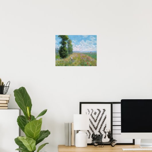 Französische Impressionistin Meadow mit Poplars Mo Poster (Heimbüro)