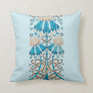 Französische Jugendstil-Flora Blauer Creme Kissen