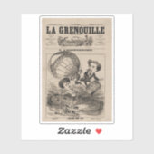 Französische Karikatur eines Balloonisten in Heißl Aufkleber (Blatt)