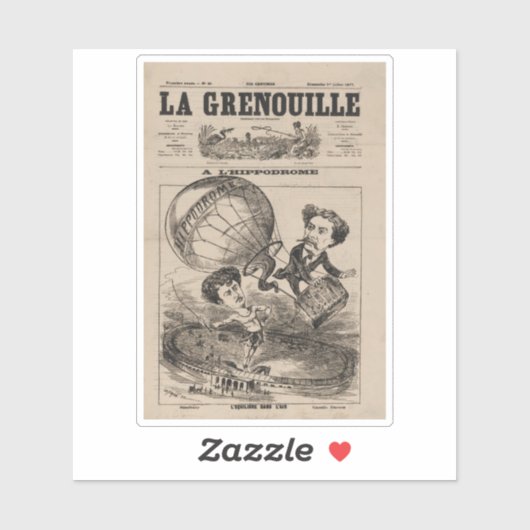 Französische Karikatur eines Balloonisten in Heißl Aufkleber (Blatt)