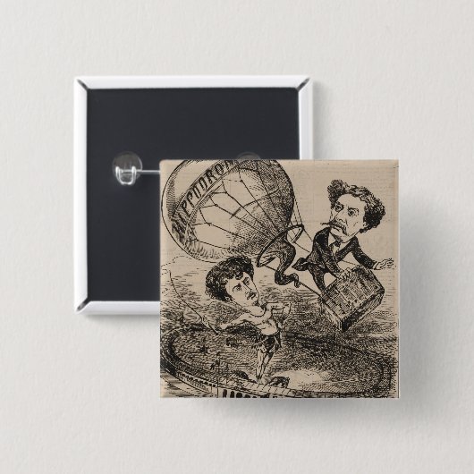 Französische Karikatur eines Balloonisten in Heißl Button (Vorne & Hinten)