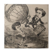 Französische Karikatur eines Balloonisten in Heißl Fliese (Vorderseite)