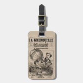 Französische Karikatur eines Balloonisten in Heißl Gepäckanhänger (Vorderseite vertikal)