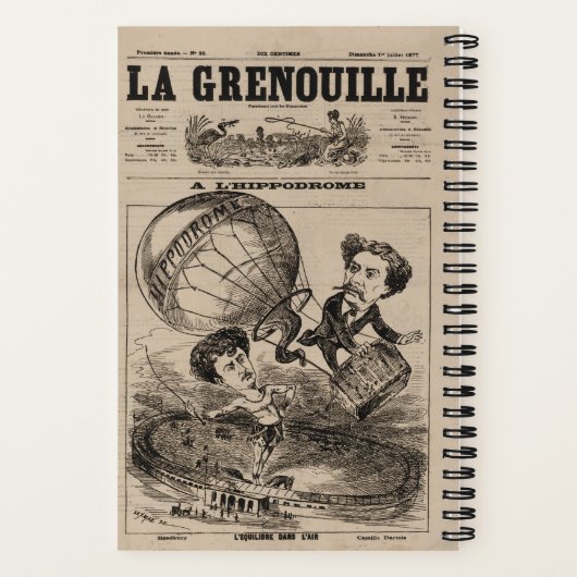 Französische Karikatur eines Balloonisten in Heißl Notizblock (Rückseite)