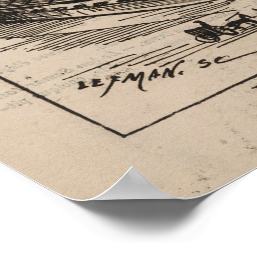 Französische Karikatur eines Balloonisten in Heißl Poster (Ecke)