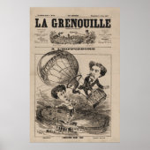 Französische Karikatur eines Balloonisten in Heißl Poster (Vorne)