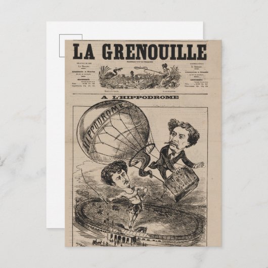 Französische Karikatur eines Balloonisten in Heißl Postkarte (Vorne/Hinten)
