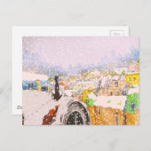 Französische Katze auf dem Dach Postkarte (Vorne/Hinten)