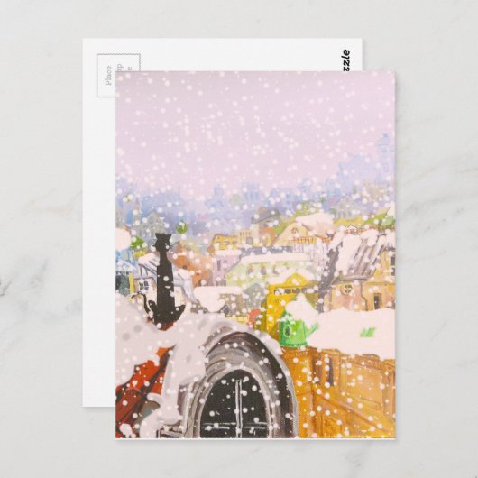 Französische Katze auf dem Dach Postkarte (Vorne/Hinten)