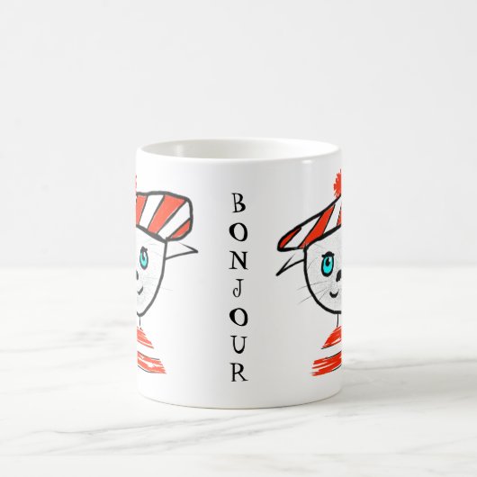 Französische Katze Bonjour Tasse (Mittel)